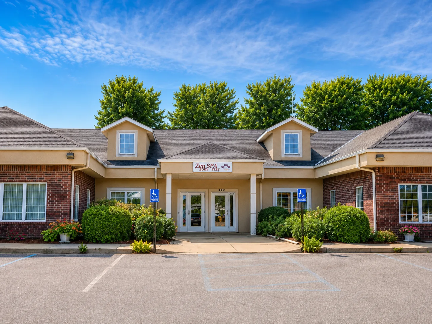 Zen Spa & Massage building with free parking in Raymore Missouri